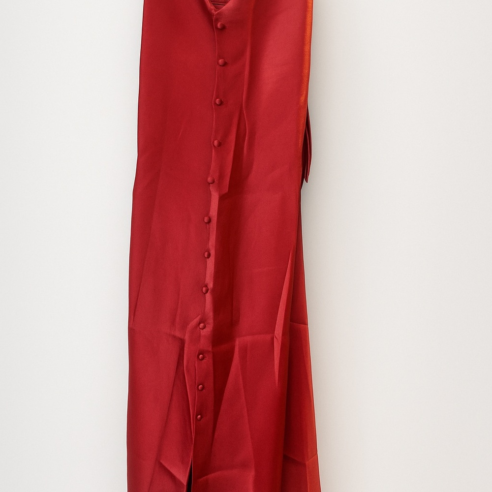 Elegant Red Button-Down Skirt